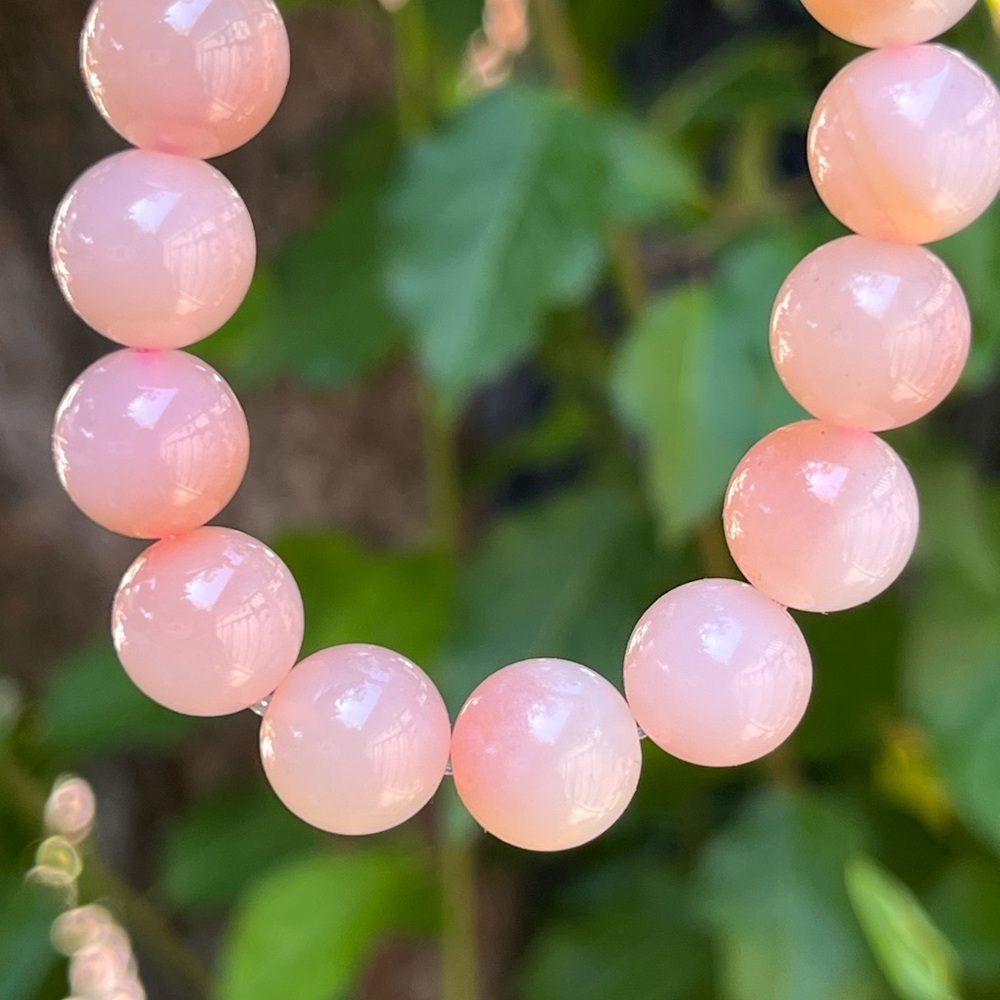 10.5mm stretchable pink Yanyuan agate bracelet